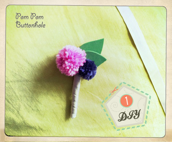 pom pom buttonhole wedding diy project