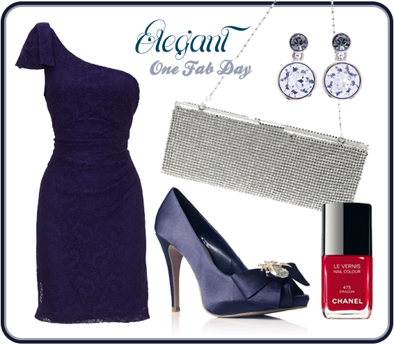 elegant navy bridesmaid dress and stylish accesories