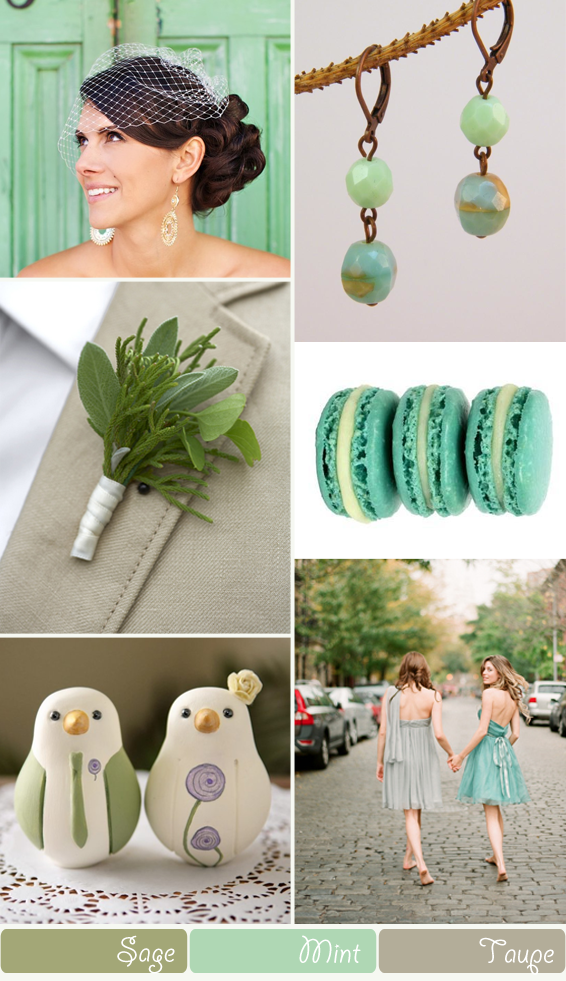 sage mint taupe wedding colour scheme