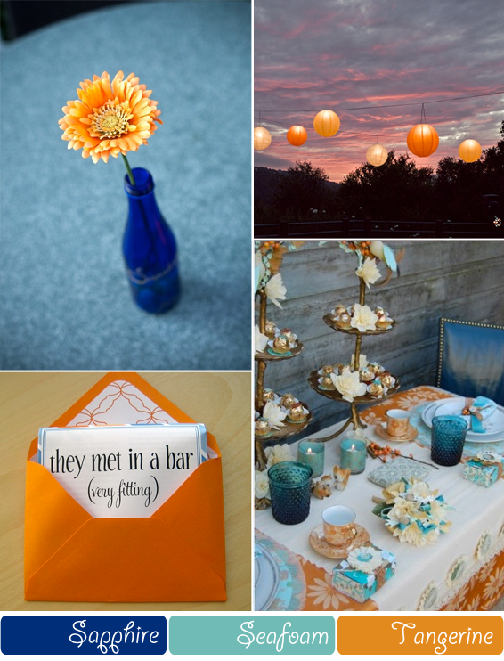 tangerine sappire and seafoam wedding colour inspiration