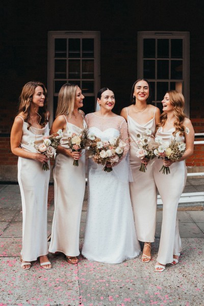 bridesmaids dress styles in neutrals, Champagne, beige, nude, ivory, oyster, tan, taupe