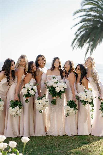 bridesmaids dress styles in neutrals, Champagne, beige, nude, ivory, oyster, tan, taupe