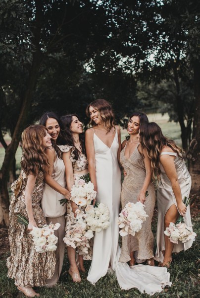 bridesmaids dress styles in neutrals, Champagne, beige, nude, ivory, oyster, tan, taupe