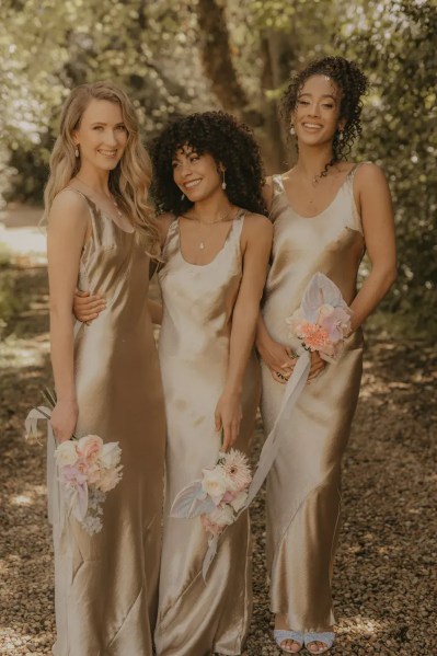 bridesmaids dress styles in neutrals, Champagne, beige, nude, ivory, oyster, tan, taupe