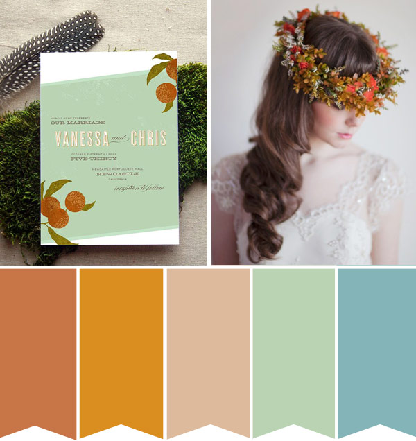 rust copper and aqua wedding colour inspiration