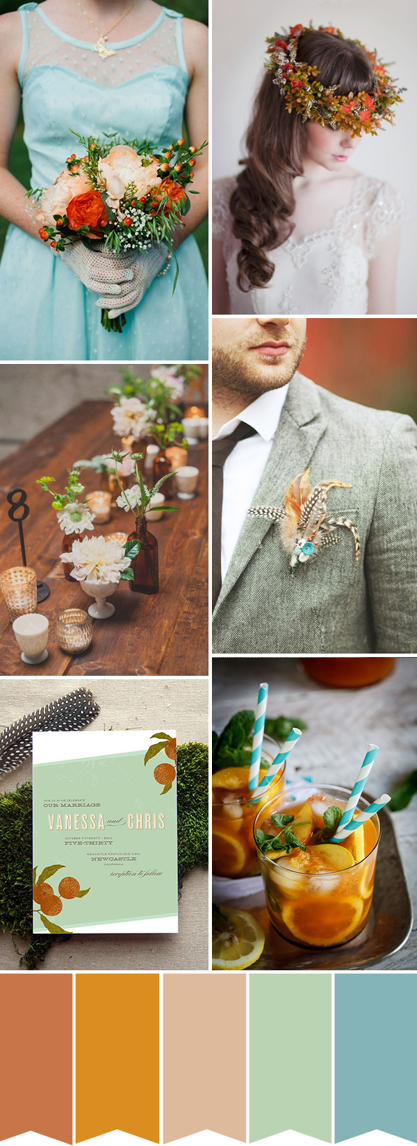 copper and aqua wedding inspiration