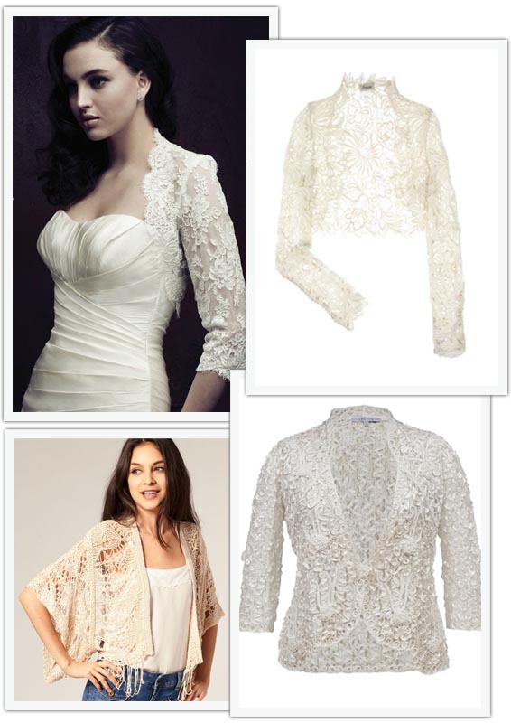 embroidered lace wedding boleros