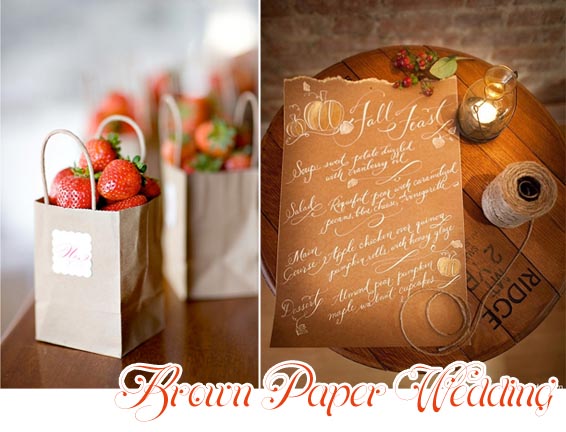 brown paper wedding inspiration - table numbers and menu