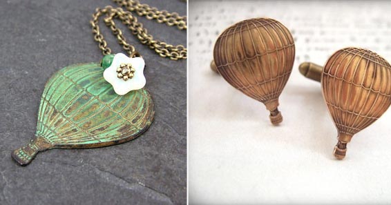 hot air balloon necklace cufflinks