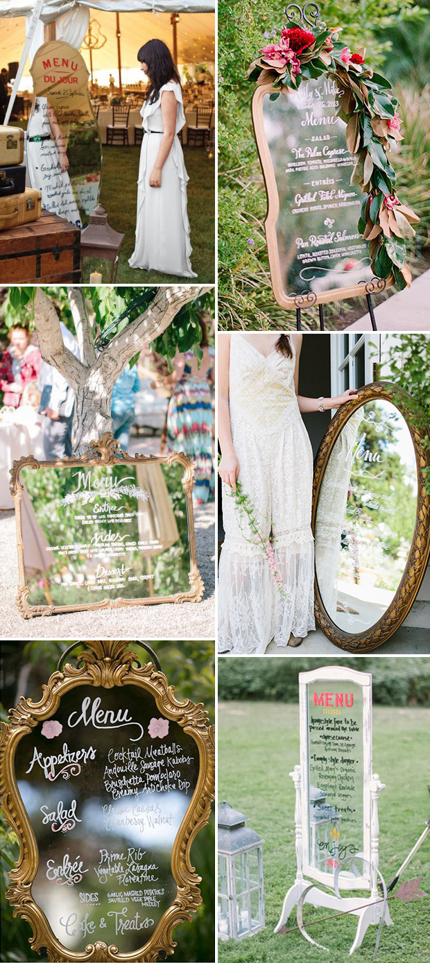 Mirror Wedding Menu Ideas | onefabday.com