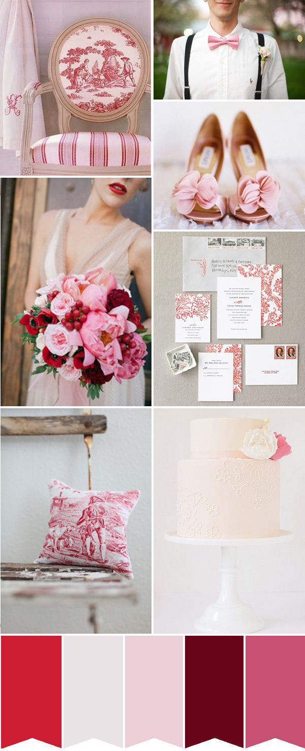 Red and White Wedding Red Toile