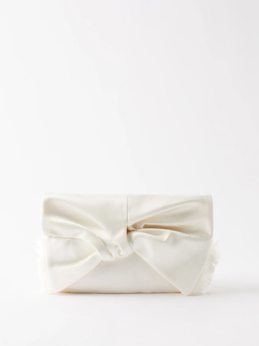 Anya Hindmarch bow satin bridal wedding clutch