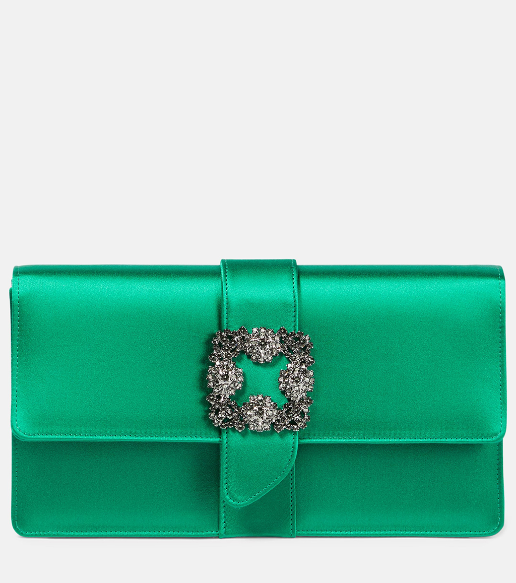 Capri embellished satin bridal clutch Manolo Blahnik