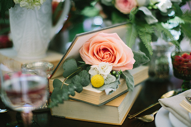 peach rose and vintage props