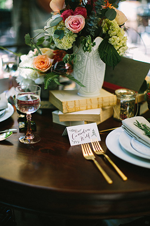 vintage table centrepieces with flowers