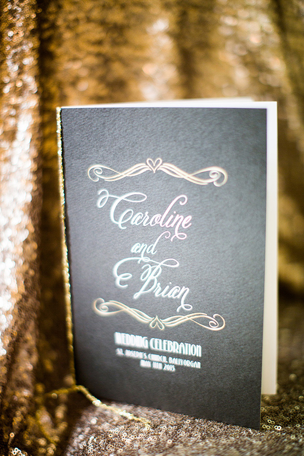 black and gold wedding stationery