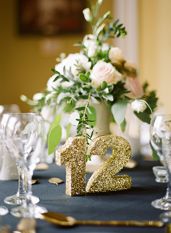 gold glitter table numbers