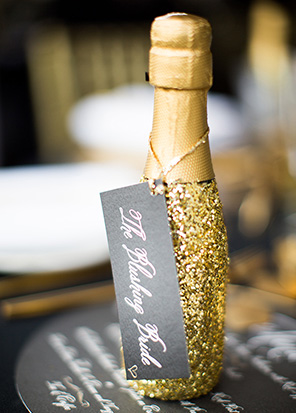 gold glitter champagne bottles