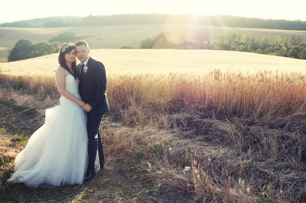 bride and groom rustic wedding portrait