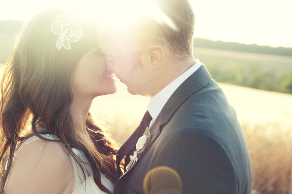 bride and groom rustic wedding portrait