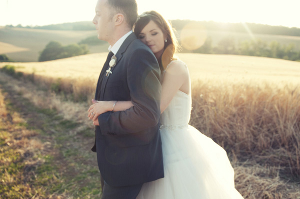 bride and groom rustic wedding portrait