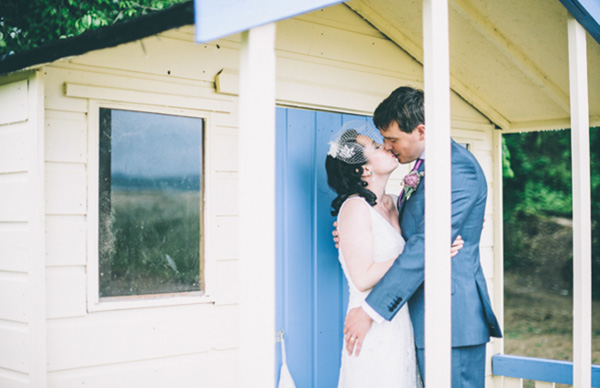 bride with birdcage veil