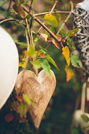 hanging wooden hearts