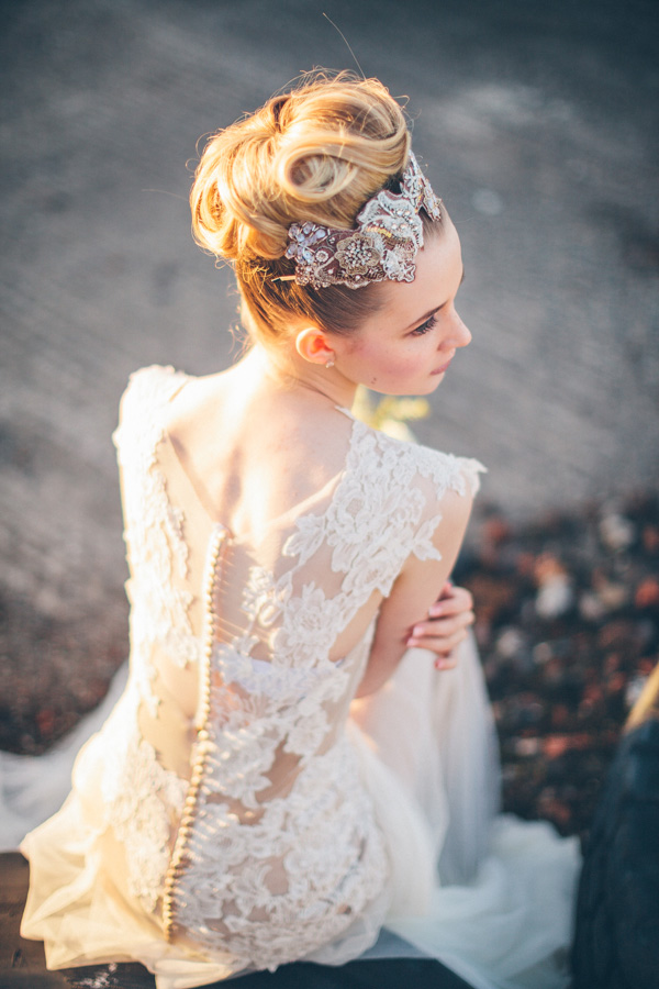 wedding dress with lace back detail