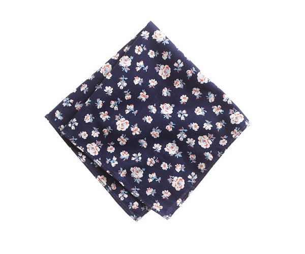 Groom Style | Navy Floral Pocket Square