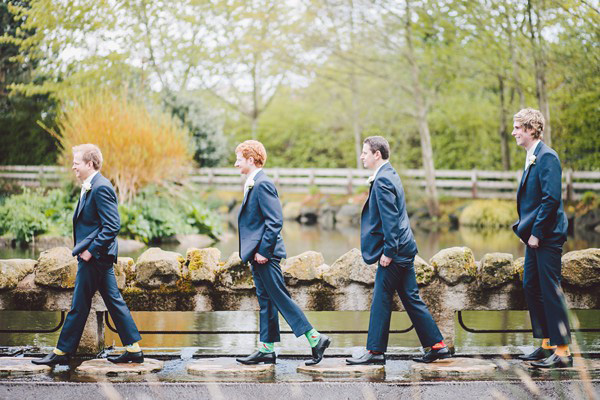 Groomsmen-on-stepping-stones-Gillian-Higgins-Photography-Riverdale-Barn htttp://onefabday-com-preprod.go-vip.net