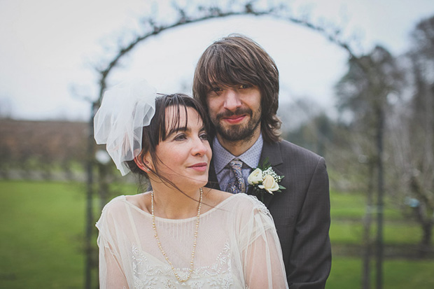 bride and groom in an orchid