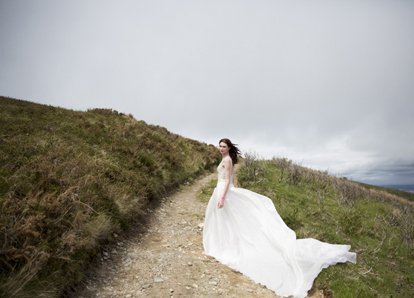 weddign gown with full skirt and train