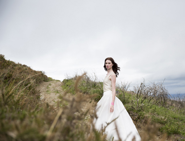 delicate and plain wedding dress with