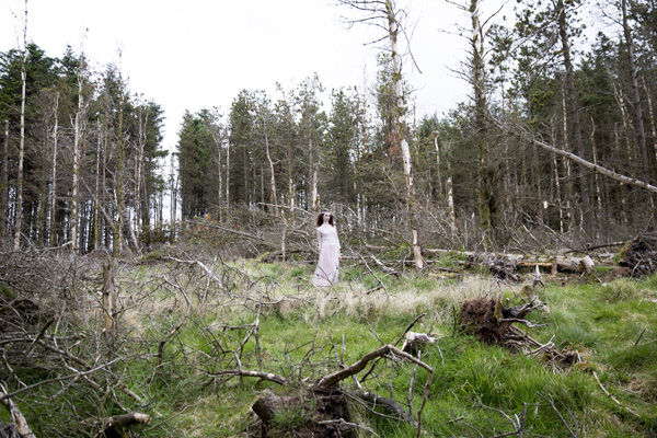 forest setting wedding portrait