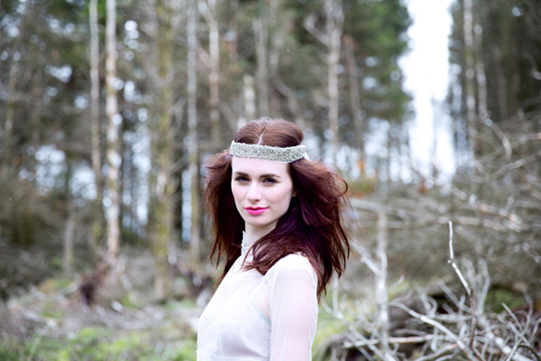 silver headband embellished with beading