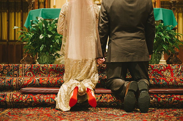 bride with Christian Louboutin shoes