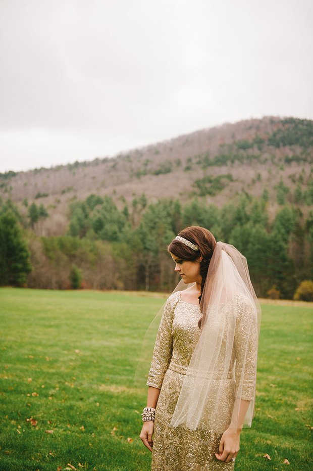 bride with gold embellished wedding dress