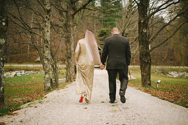 groom and bride with Christian Louboutin shoes