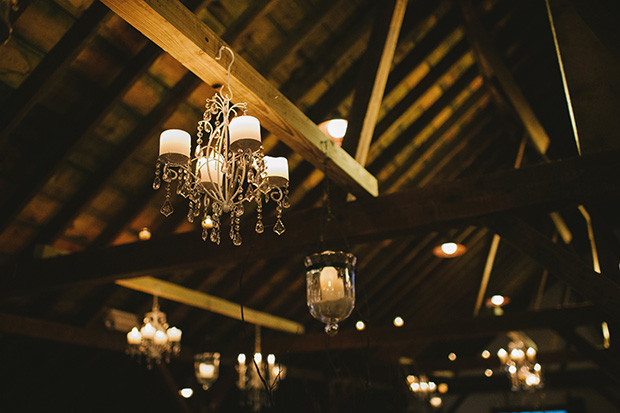 vintage lights in a barn setting