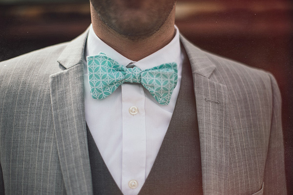 droom with mint patterned bowtie