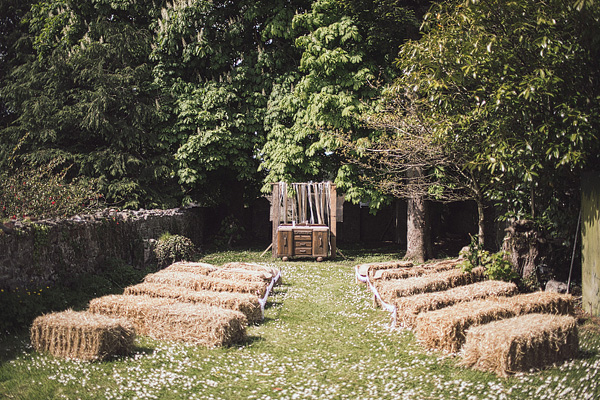 bales of hay seating area