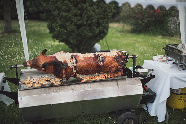 pig on a spit wedding catering