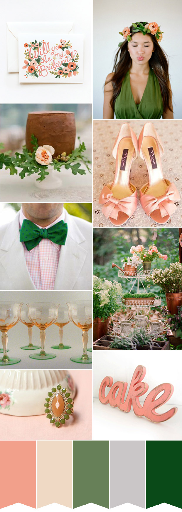 Peach and green wedding ideas - the perfect green and peach wedding color palette | onefabday.com