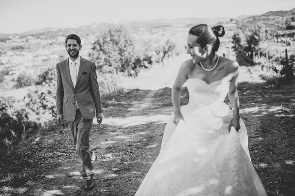 bride and groom in a vineyard