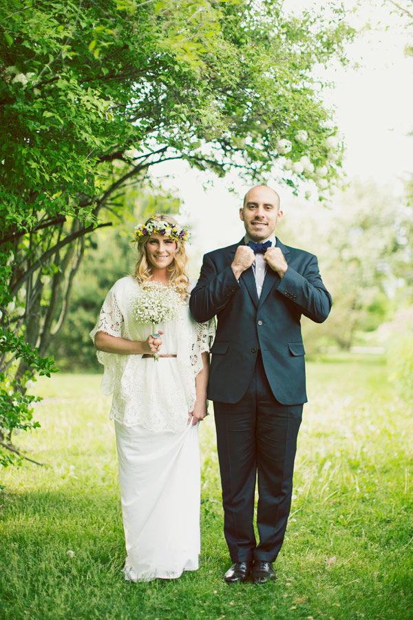 beautiful bride and dapper groom