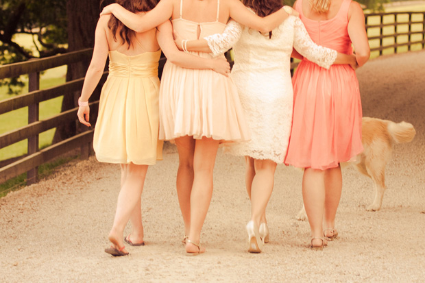 pink and peach bridesmaids