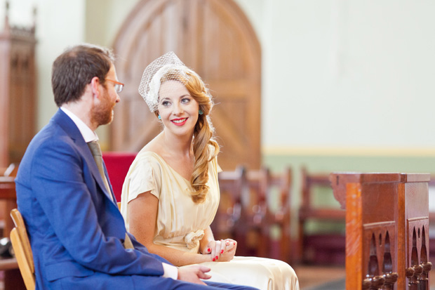 bride with birdcage veil