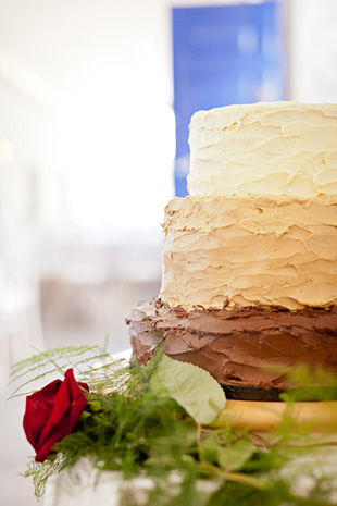 chocolate wedding cake with rose decor