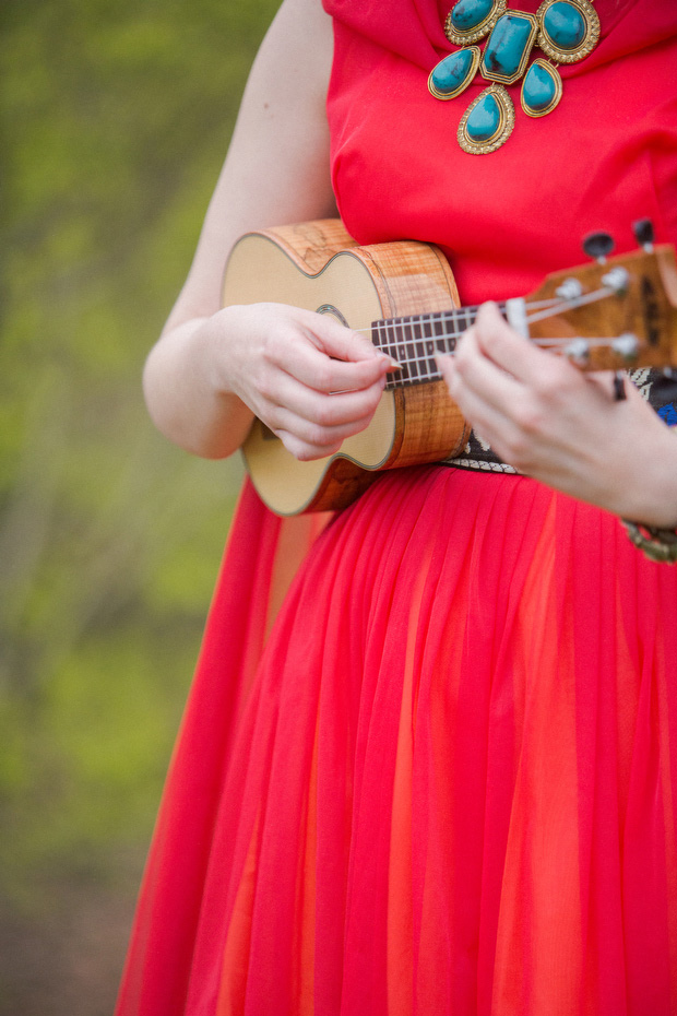 bridesmaid playing a ukulele