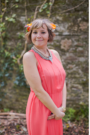 colourful peach bridesmaid